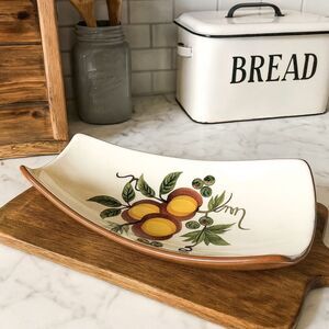 Stangl Apple Delight Relish Footed Server Vintage 1960's MCM Hand Painted Unique